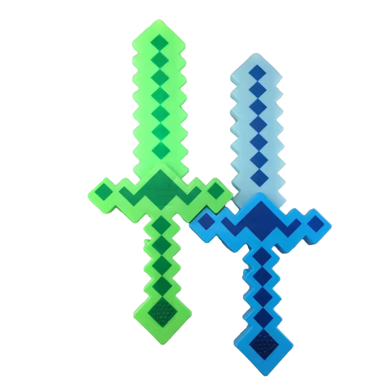 Led Light up Pixel Sword Led Plastic Flashing Classic Diamond Pixel Sword 8-bit Light up Pixel Toy Sword for Kids