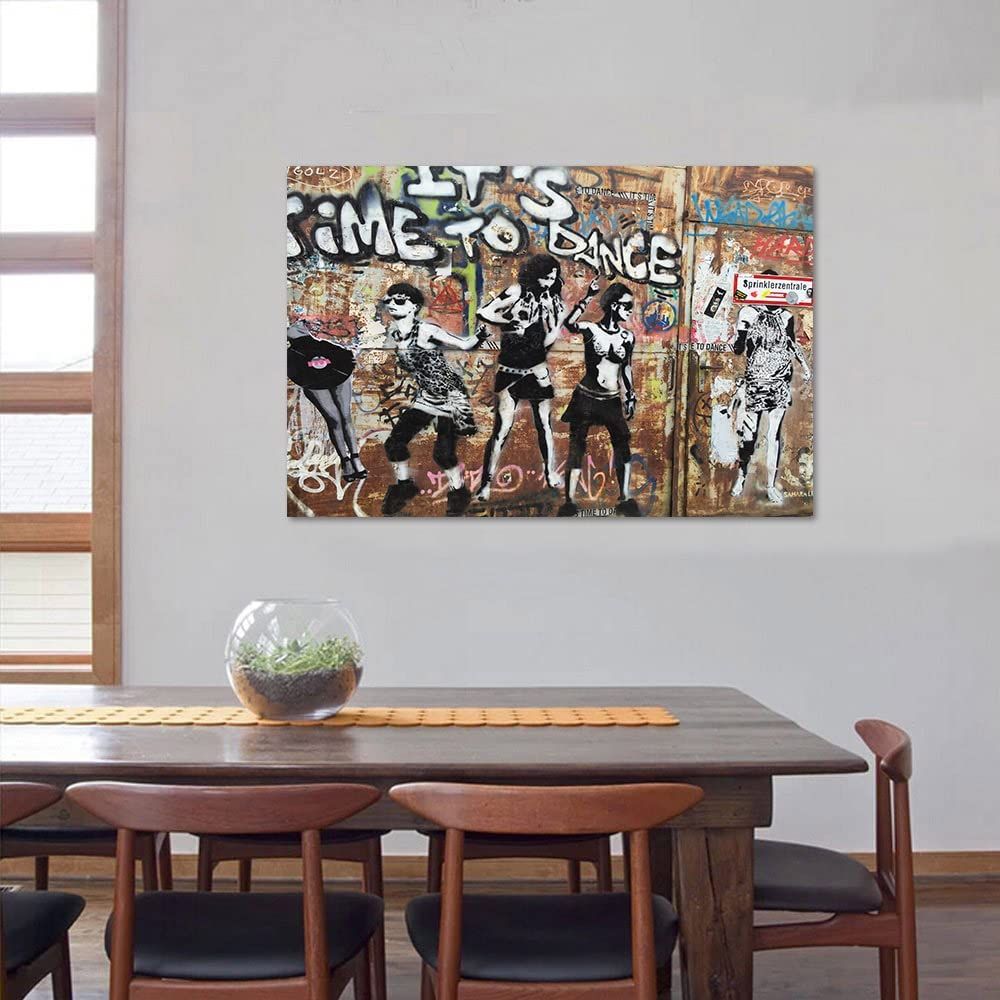 OEM Wall Art Street Giclee Canvas Paintings Poster Prints Colorful Graffiti Wall Pictures Figure Street Picture Artwork Framed Art for Modern Home Wall Decor