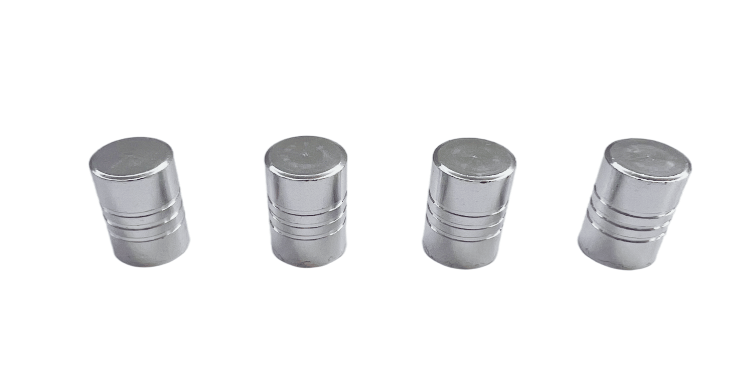4PC Aluminum Silver Tire Valve Caps