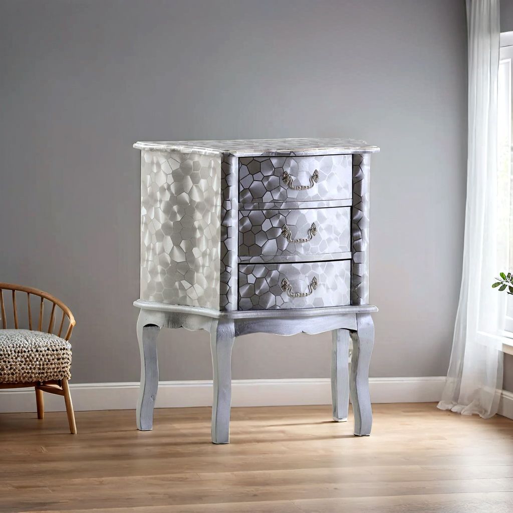 Side Table, Modern Bedside Table with MDF Wood Frame Silk PU Leather, End Table, Bedside Furniture, with Drawer Nightstand for Bedroom, Living Room