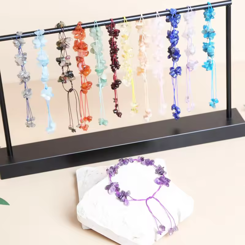 Authentic Handmade Natural Rose Quartz Amethyst Healing Crystals Semi Precious Stone Chips Woven Beaded Chakra Bracelets