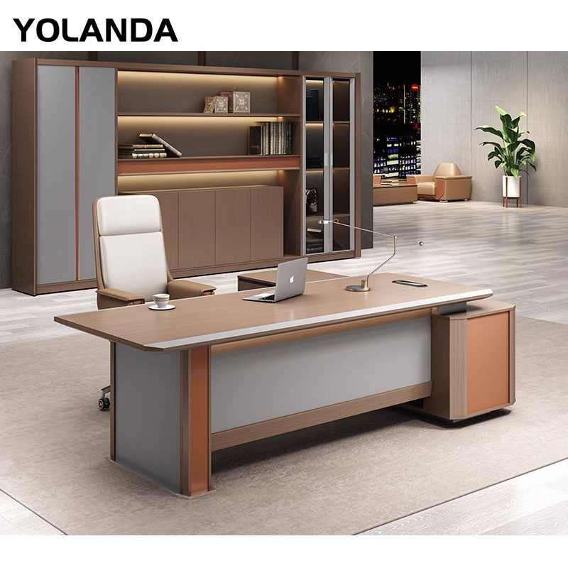 Yolanda Furniture Guangdong Supplier Manager CEO Boss Modern Large Table De Bureau L Shaped Large Executive Office Desk for Sale
