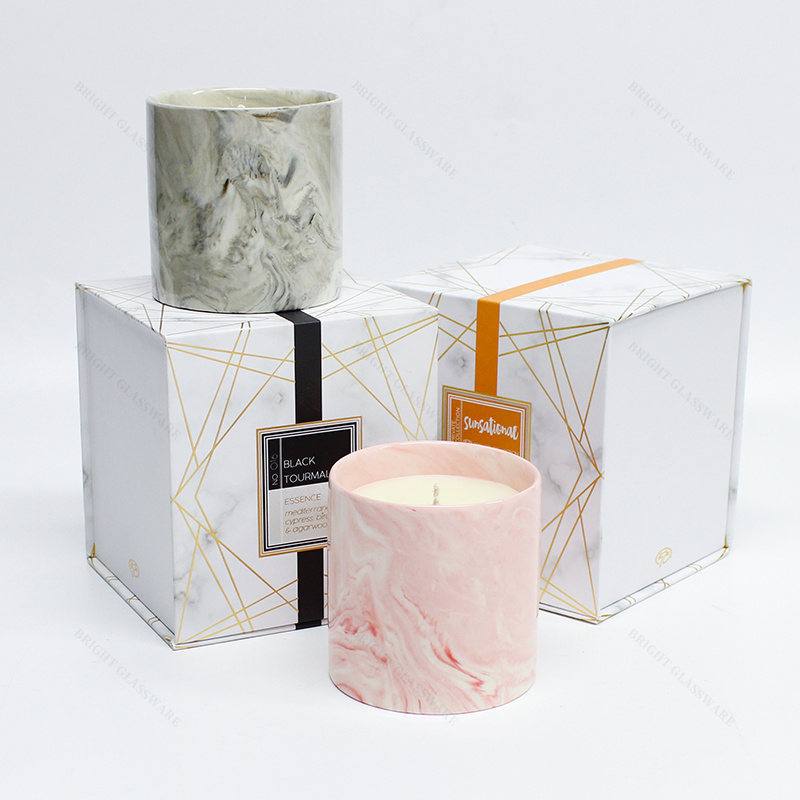 Matte Color Ceramic Jar Hand Made Soy Waxing High End Luxury Scented Candles Gift Set with Gift Box Packaging