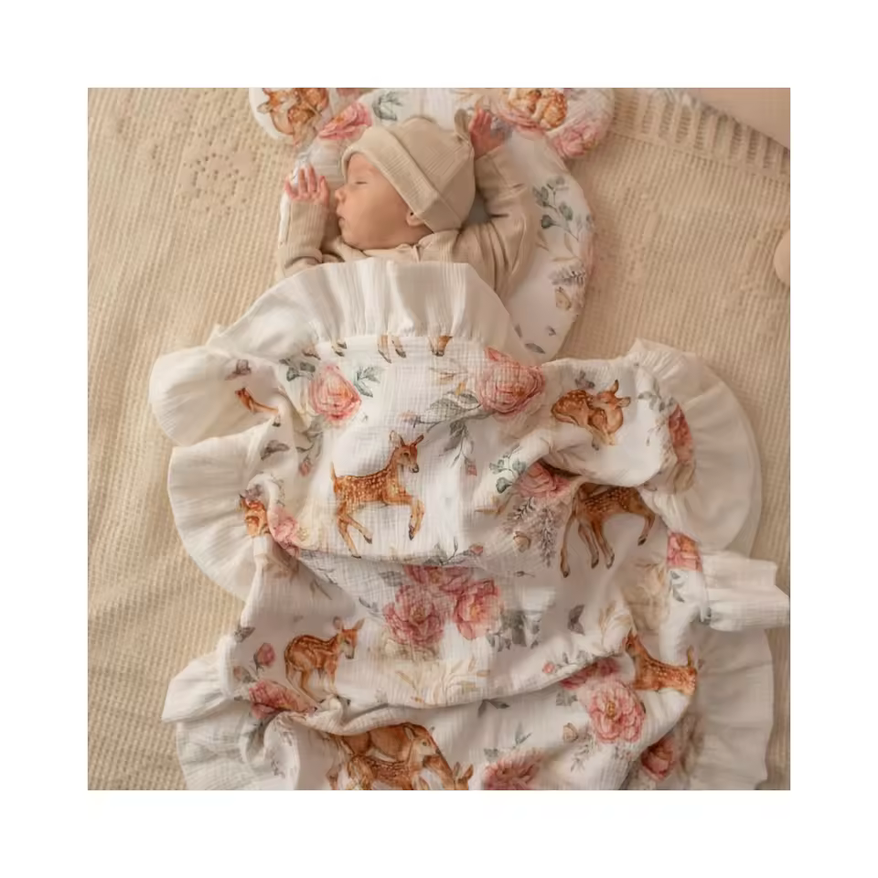 New Arrivals 100% Cotton Gauze Baby Blanket Wholesale Infant Muslin Swaddle 2 Layers Crepe Muslin Baby Swaddle
