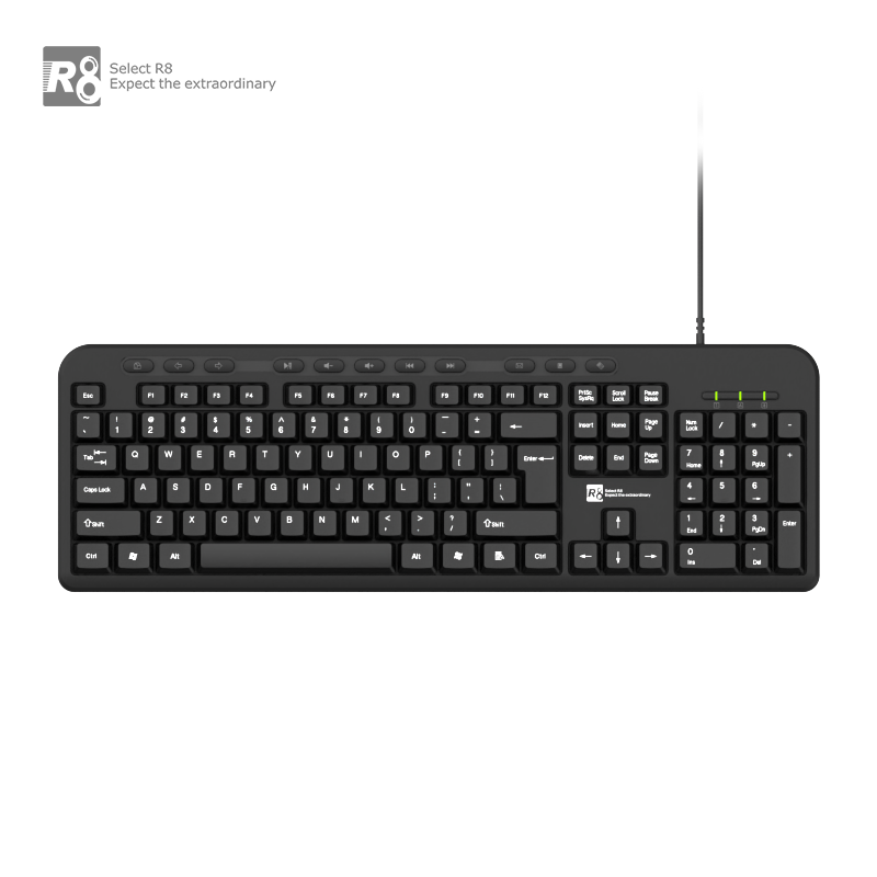 R8 High Quality Spanish Arabic Layout Keyboard Waterproof Wired Usb Black Keyboard For Home Office Acpet Custom Logo