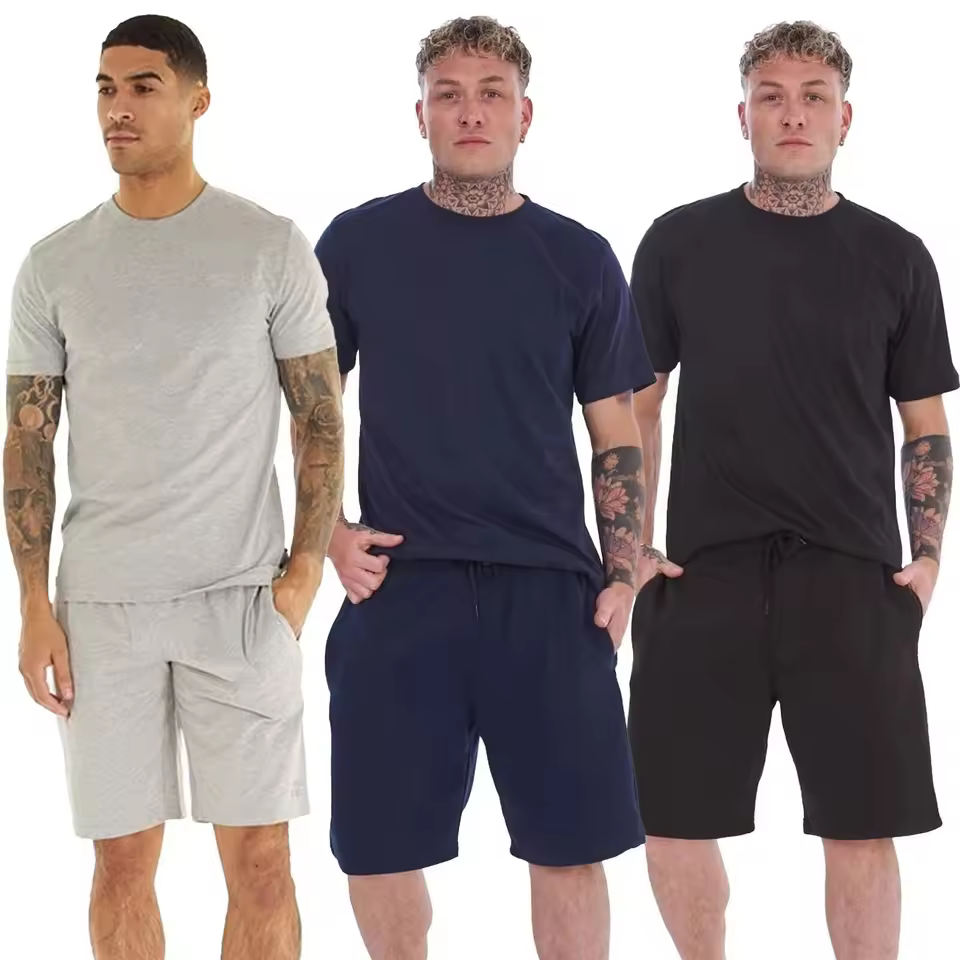 Mens T Shirt Shorts Set Holiday Summer Casual Co-ord Outfit S-xxl Oversized T Shirt & Shorts Set 2 Pocket