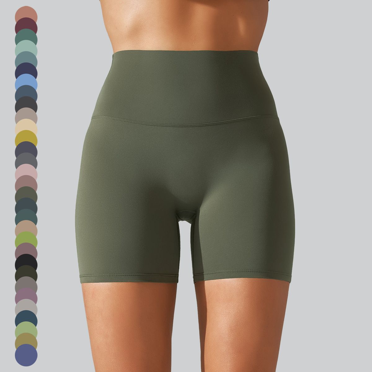 High-Waisted Solid Color Yoga Short Leggings for Active Women