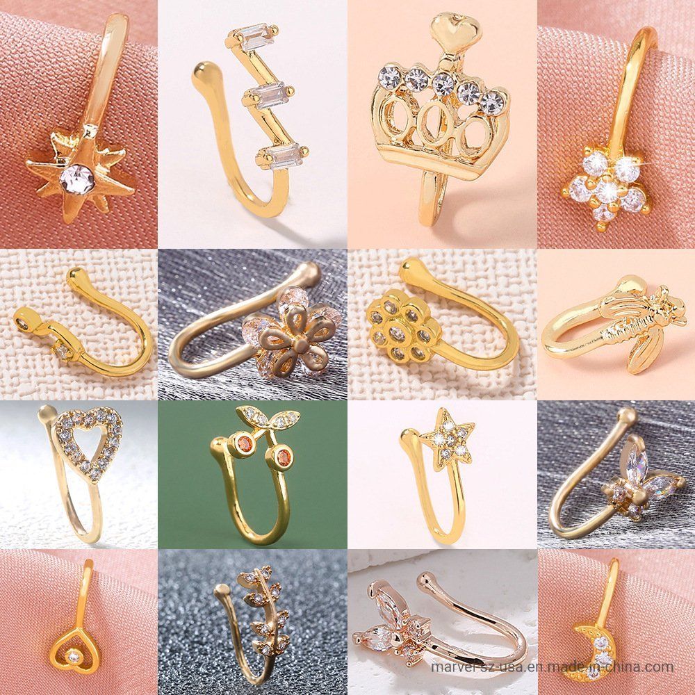 Fake Piercing Clip Nose Ring Cuff Body Jewelry for Women