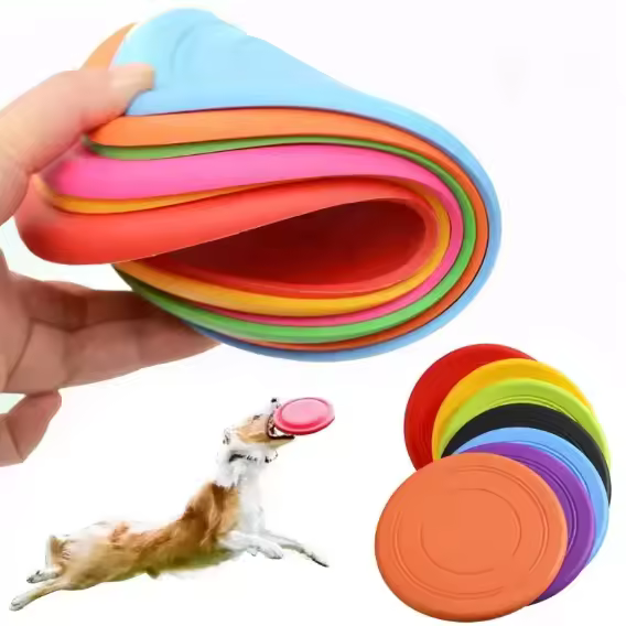 Silicone Soft Flying Disk For Pets Bite-resistant Dog Training Toy For Golden Hair Border Collie Teddy Classic Tpr Material