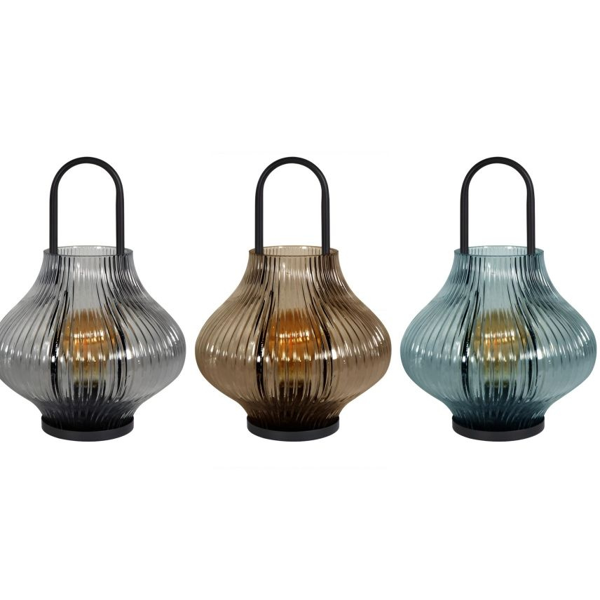 Factory Supply Glassware Glass Lantern & Candle Holder Windlight with Battery Holder for Home Decoration