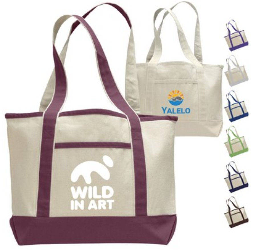 Manufacturer Customize Deluxe Canvas Cotton Shopping Tote Bag with Zipper 12oz Cotton Travel Bag