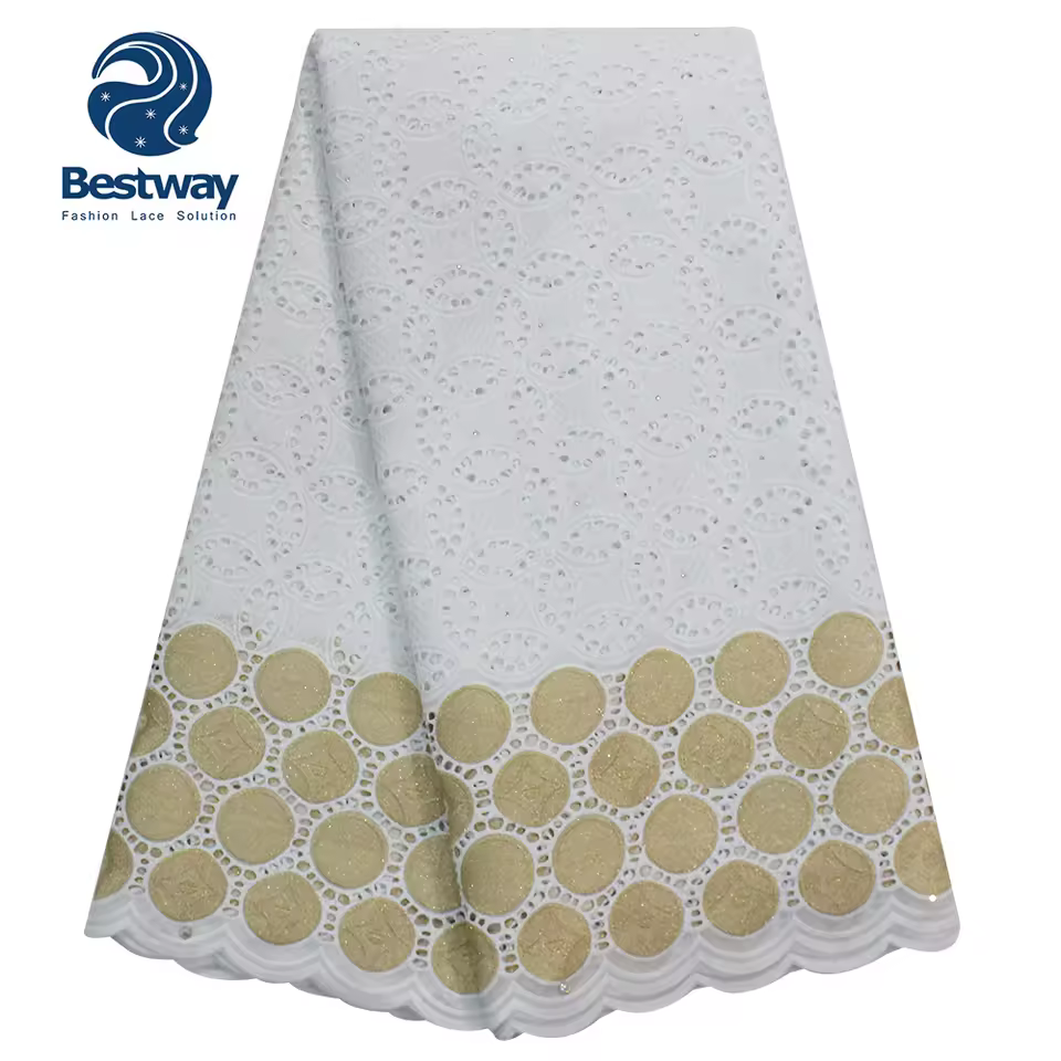 Alibaba China Supplier Swiss Voile Lace In Switzerland Cotton Fabric Lace With Stones For Uniform