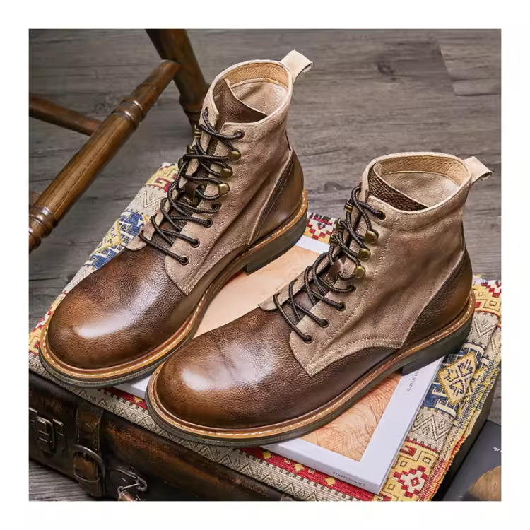 Oem/odm Men's Genuine Leather Suede Boots Waterproof Lace-up Shoes For Winter And Summer Use