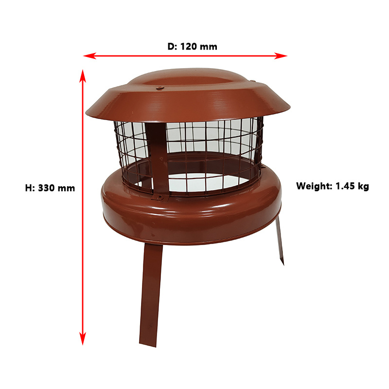 Dark Red Stainless Steel Prevent Bird Hanging Pot Chimney Flue System Rain Cap Roof Top Round