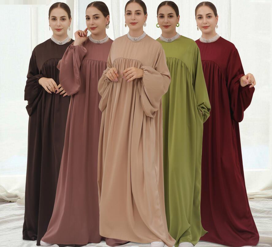 Weimei New Satin Longsleeve Women Dubai Abaya Wholesale Muslim Islamic Trukey Abaya Jilbab Clothing Jalabiya Hijab Modest Dress