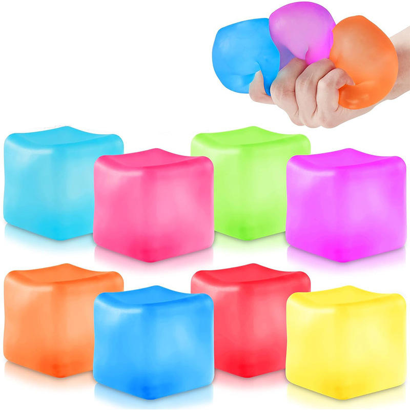5.5CM Fidget Sensory Cube Toy Soft TPR Plastic Stress Squeeze Toy for Age 5-7 Years Unisex Kids' Assorted Cube Cheap Toy Boys