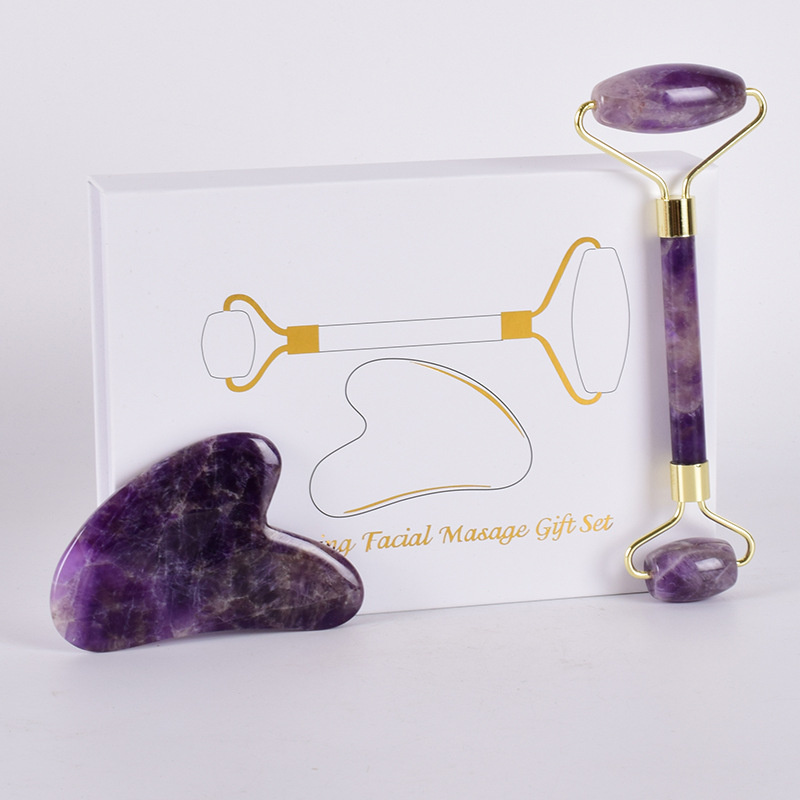 Amethyst Beauty Face Jade Roller Facial Massage Amethyst Roller and Gua Sha