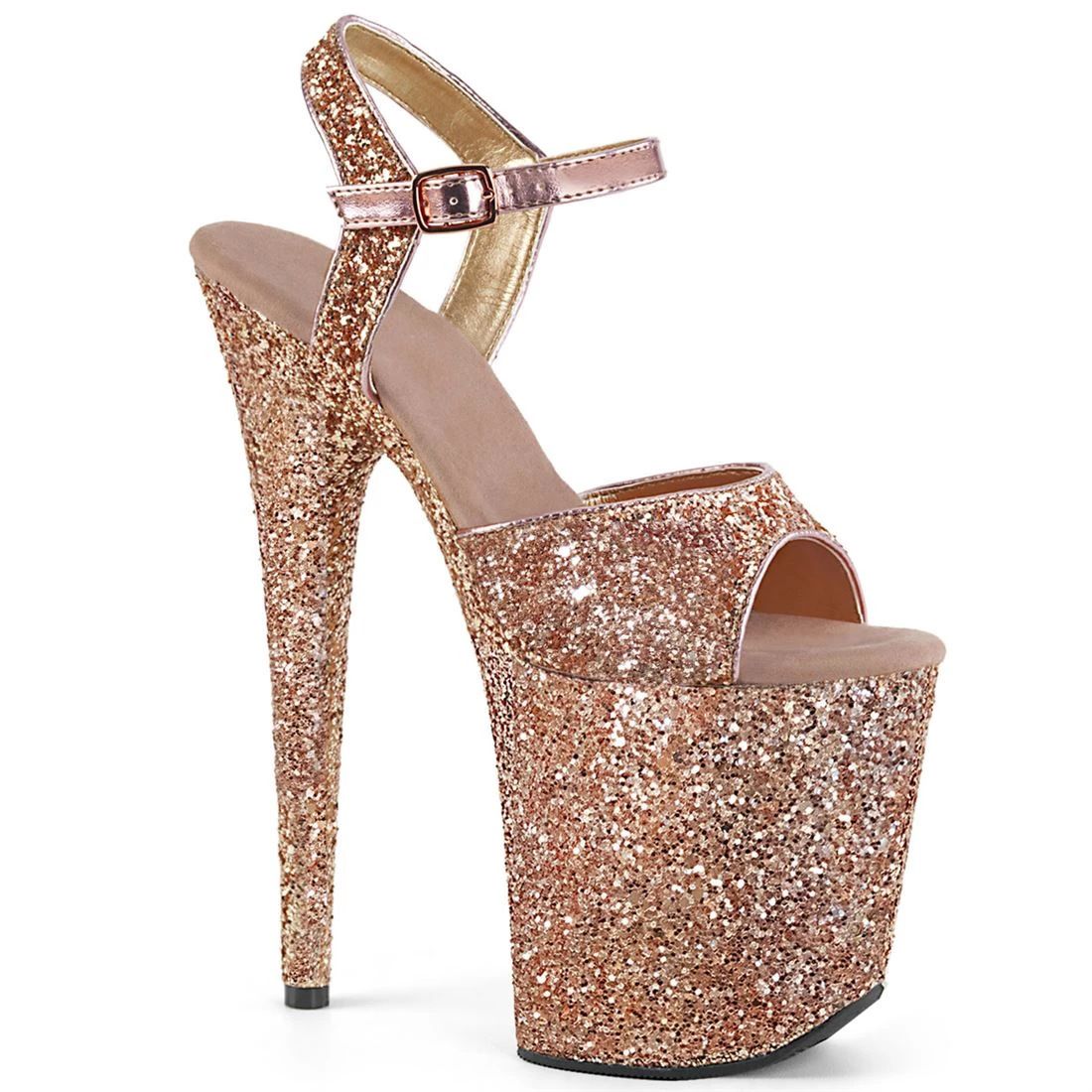 20cm Sequined Platform Pole Dance Shoes Women Pole Performance High Heel Sandals