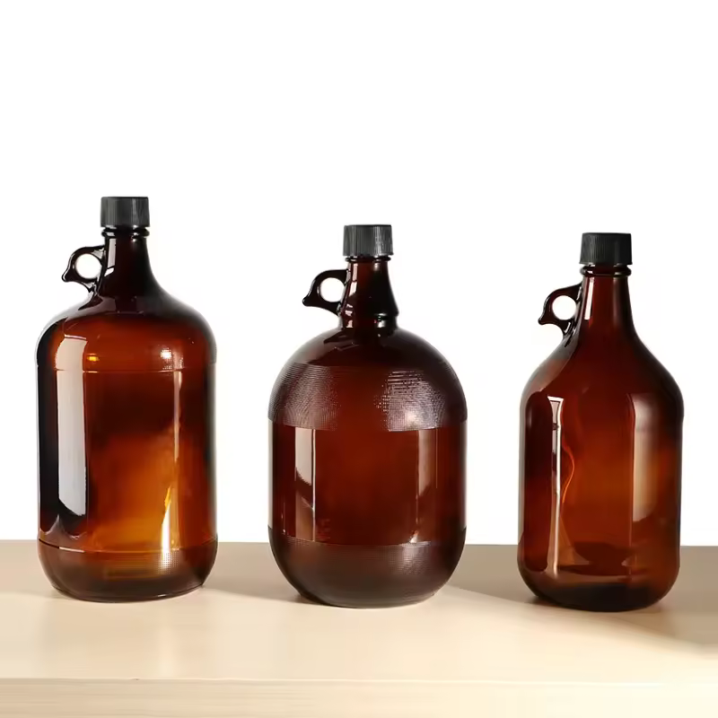 Wholesale 4 Liter Amber Glass Beer Bottles Large Size Customized Empty Growler