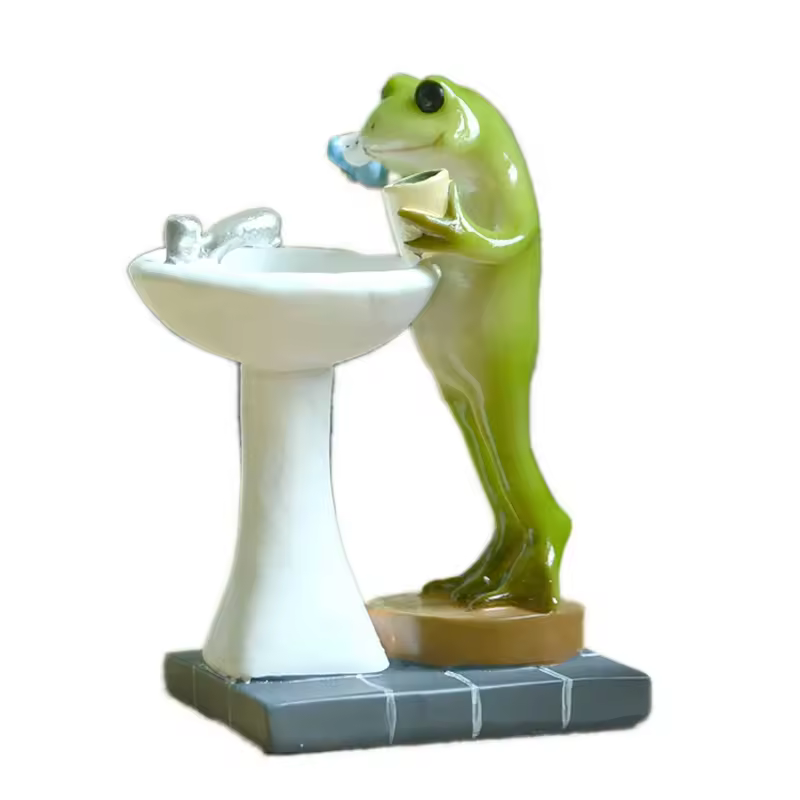 Z13345a New Resin Craft Brushing Frog Figurines For Home Decoration,Tabletop Originality Ornaments As Gifts