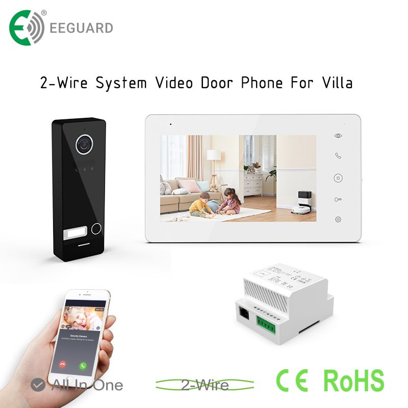2-Wire IP IPS Touch Screen WiFi Tuya Smart Intercom System Video Doorphone for Villa Home Security