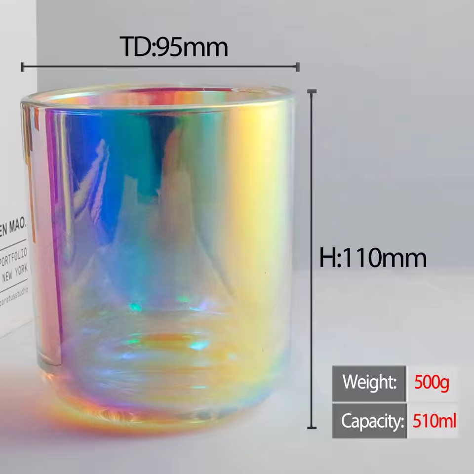 Fengjun 16oz Clear Glass Candle Container Round Iridescent Cambridge Jar Bulk Holder For Wedding Christmas Decorations Today