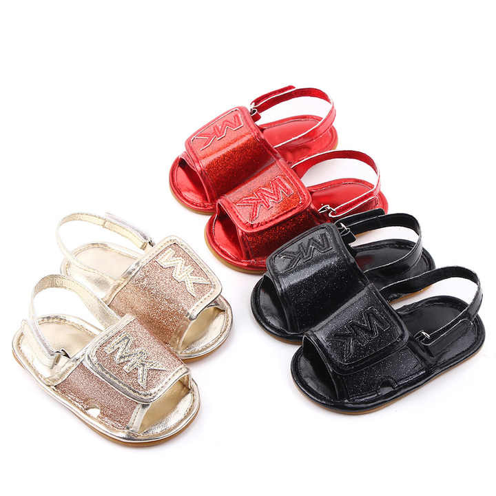Wholesale Baby Shoes Sandals 0-1t Baby Bright Leather Soft Sole Sandals Can Be Pasted