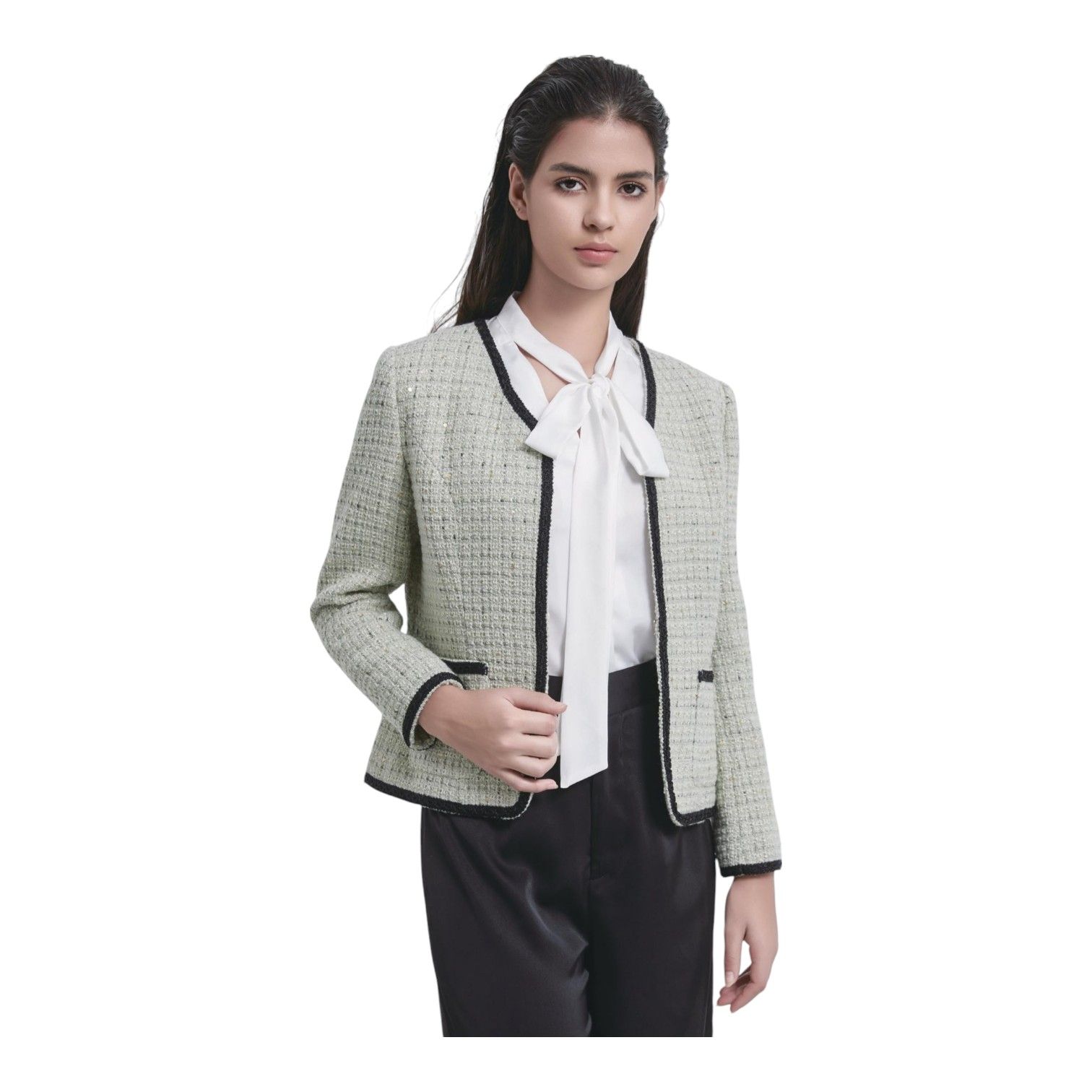 Modern Asymmetric Detail for a Bold and Unique Design Made to Measure Tweed Jacket