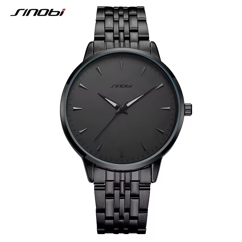 Sinobi Classic Men's Quartz Watches Life Waterproof Pvd Black Plating Hot Selling Products Russian Watch Ready To Ship