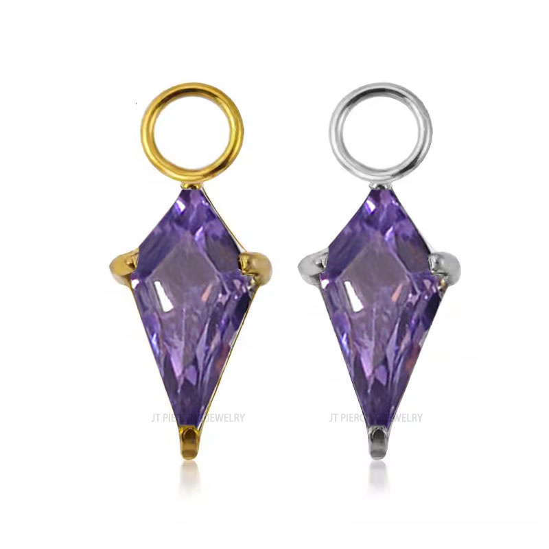 Hot Sale Body Piercing ASTM F136 Titanium Kite CZ Piercing Earring Charms