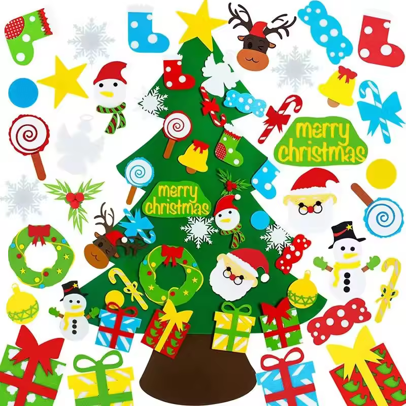 Kids Diy Felt Christmas Tree Christmas Decoration For Home Navidad 2025 New Year Gifts Christmas Ornaments Xmas Tree