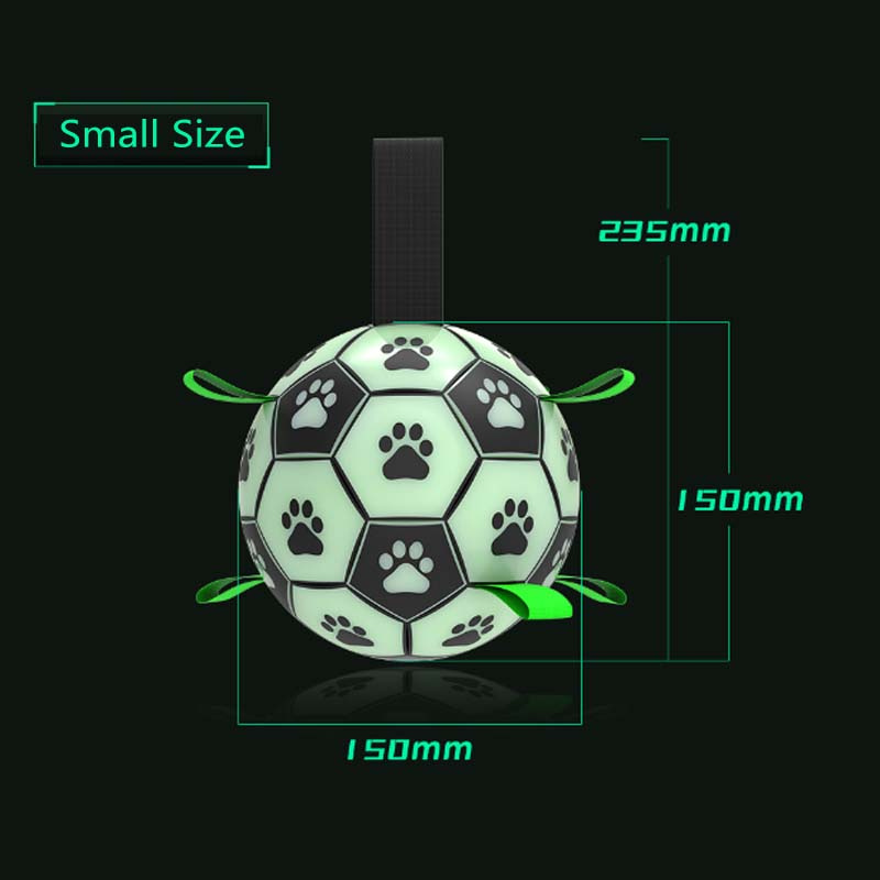 Glow in The Dark Dog Toys Soccer Ball with Straps, Puppy Birthday Gifts, Dog Tug Water Toy, Light up Dog Balls for Small & Medium Dog