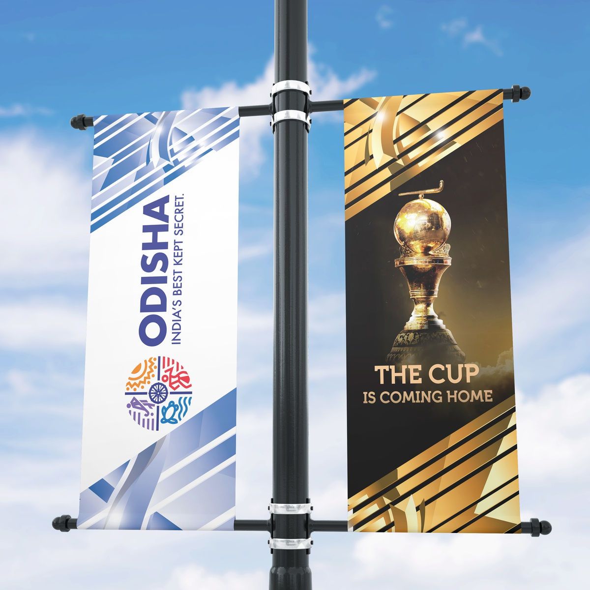 Hly 2024 New High Quality Personalized Design Advertising Street Pole Roll up Road Banner Lamp Post Hanging Outdoor Waterproof