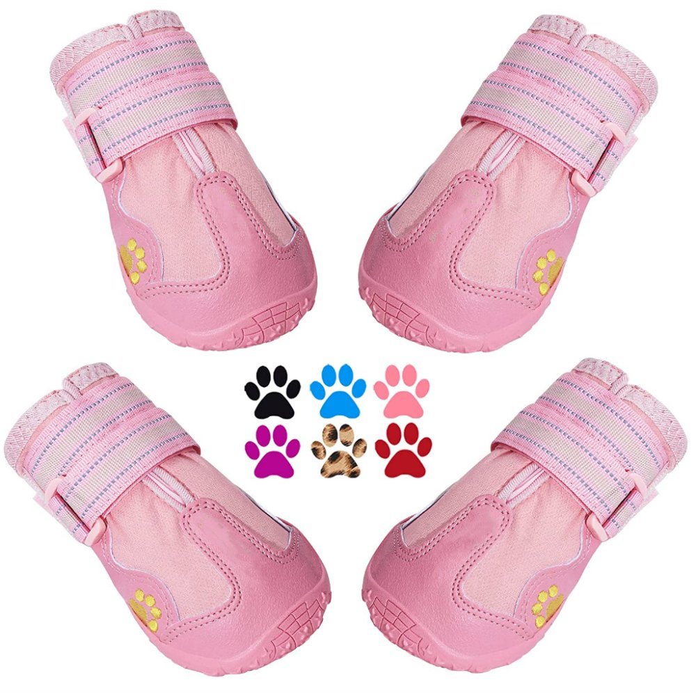 Dog Heels Puppy Shoes with Reflective Strips Rugged Anti-Slip Sole for Hardwood Floors