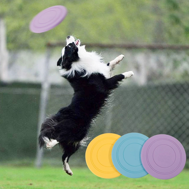 Durable Funny Soft Frisbeed Round Flying Disc Silicone Pet Doy Toys