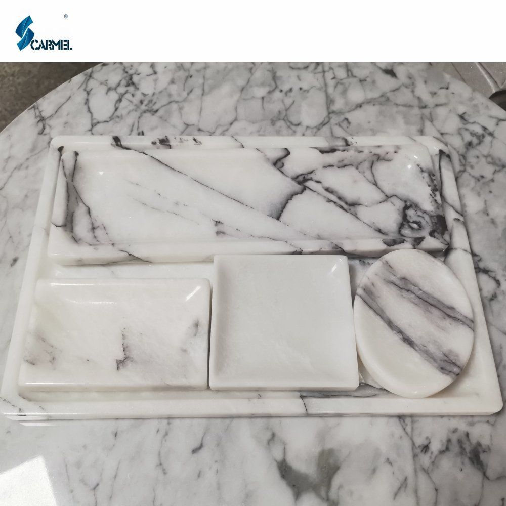 White Marble Fruit Cake Towel Plate Trays for Home and Hotel Decoration