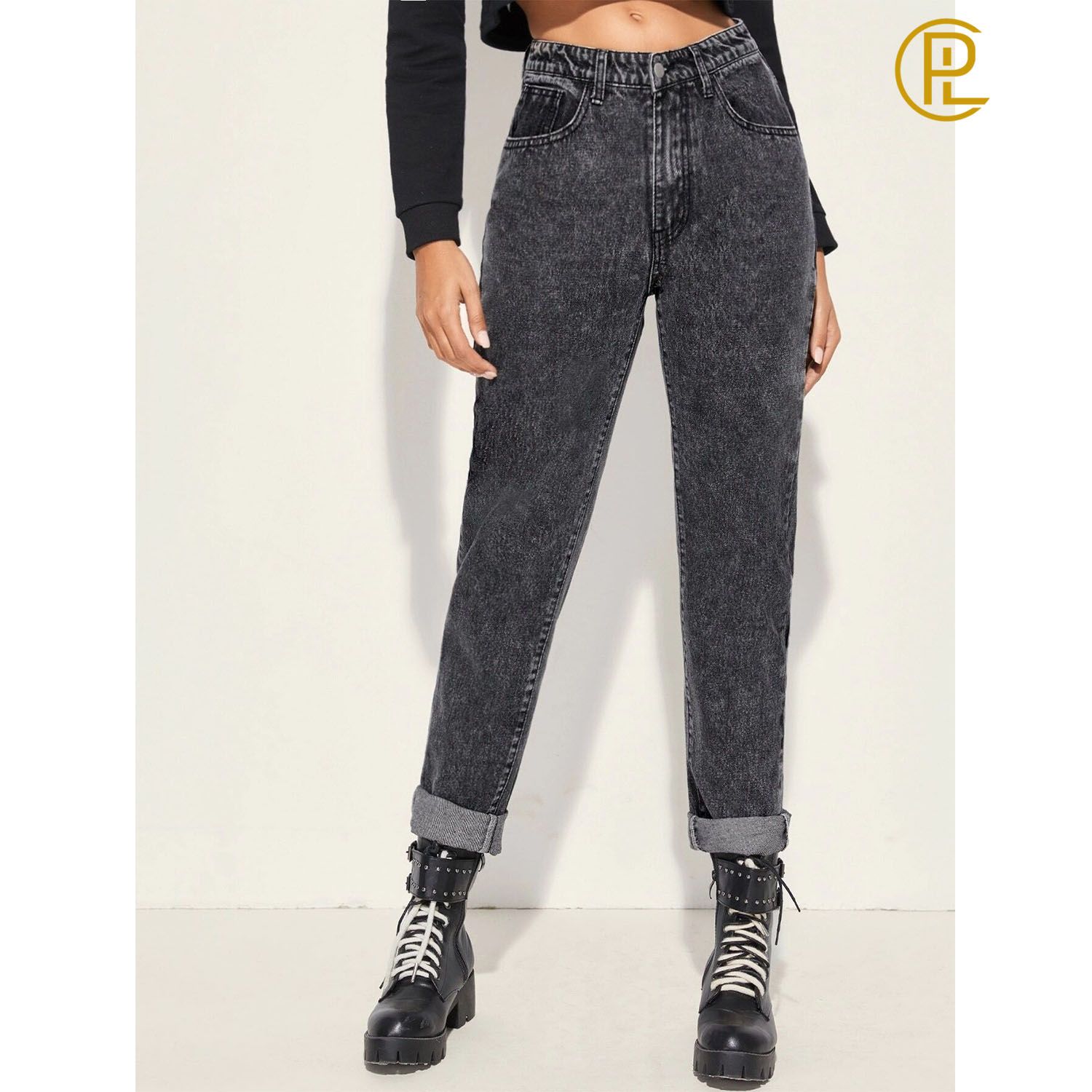 Hot Sales New design Charcoal Grey Loose Leisure Ladies Denim Jeans