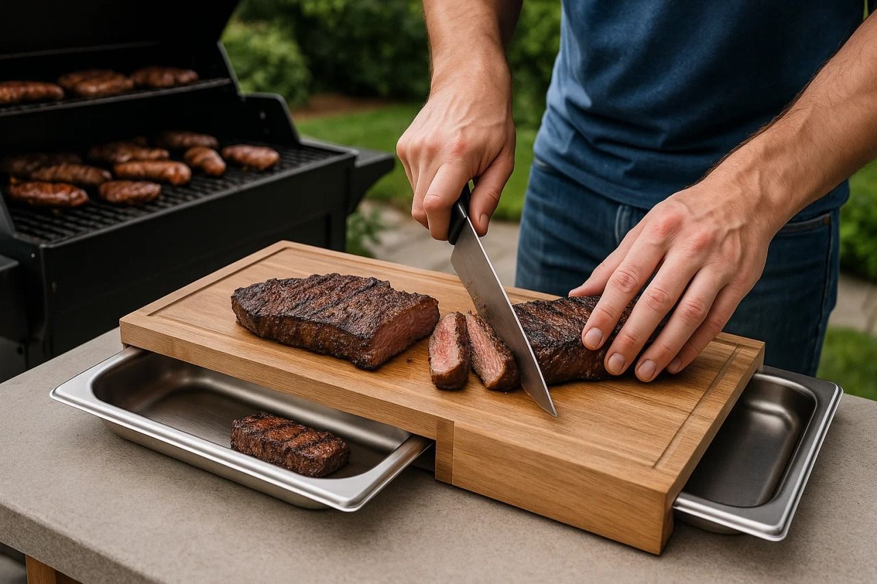 Large Acacia Wood with Tray Charcuterie Board Cutting Board