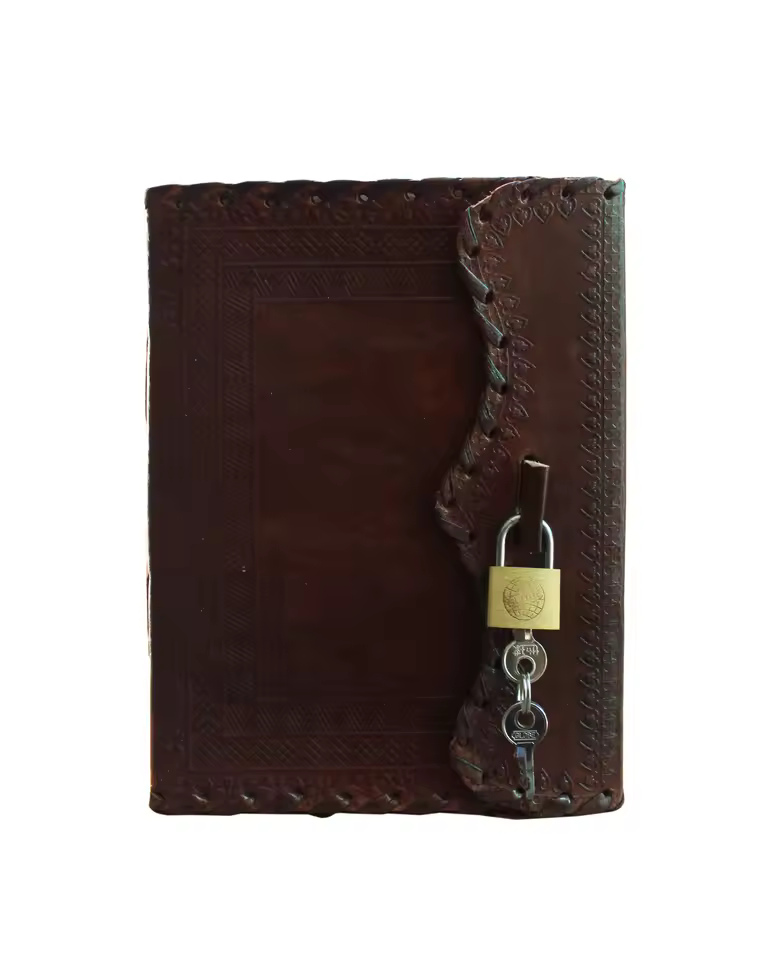 Brown Color High Quality Leather Side Stitch With Real Mini Lock & Two Key Attractive 7x5" Sketchbook Business Travel Notebook