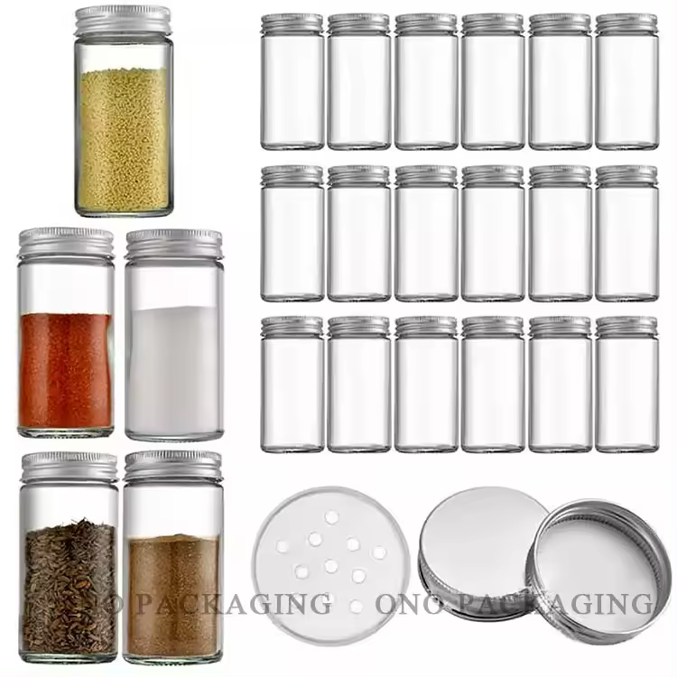 Wholesale Empty Glass 4oz 120ml Seasoning Storage Bottles Pepper Spice Glass Bottles with Shaker Bamboo Lids
