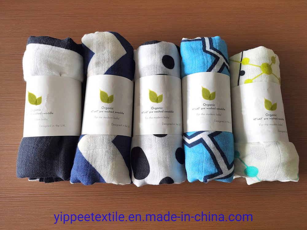 OEM 70%Bamboo 30%Cotton Muslin Swaddle Baby Wrap Blanket