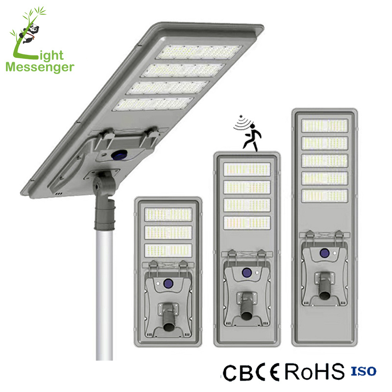 Light Messenger Latest 100W High Quality Lamparas Lamp Solares TUV SAA CE CB All in One LED Solar Street Light with 5-Years Warranty