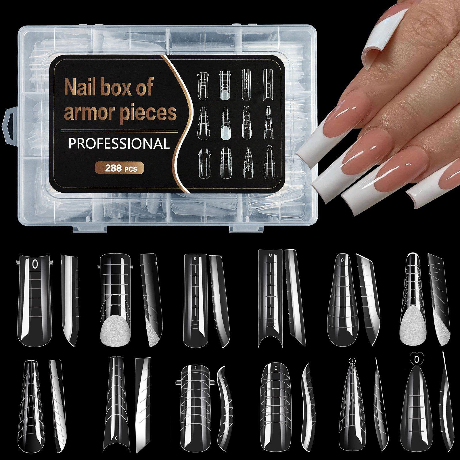 Wholesale Mix Different Shape Building Nail Forms Tips with Finger Extension Forms