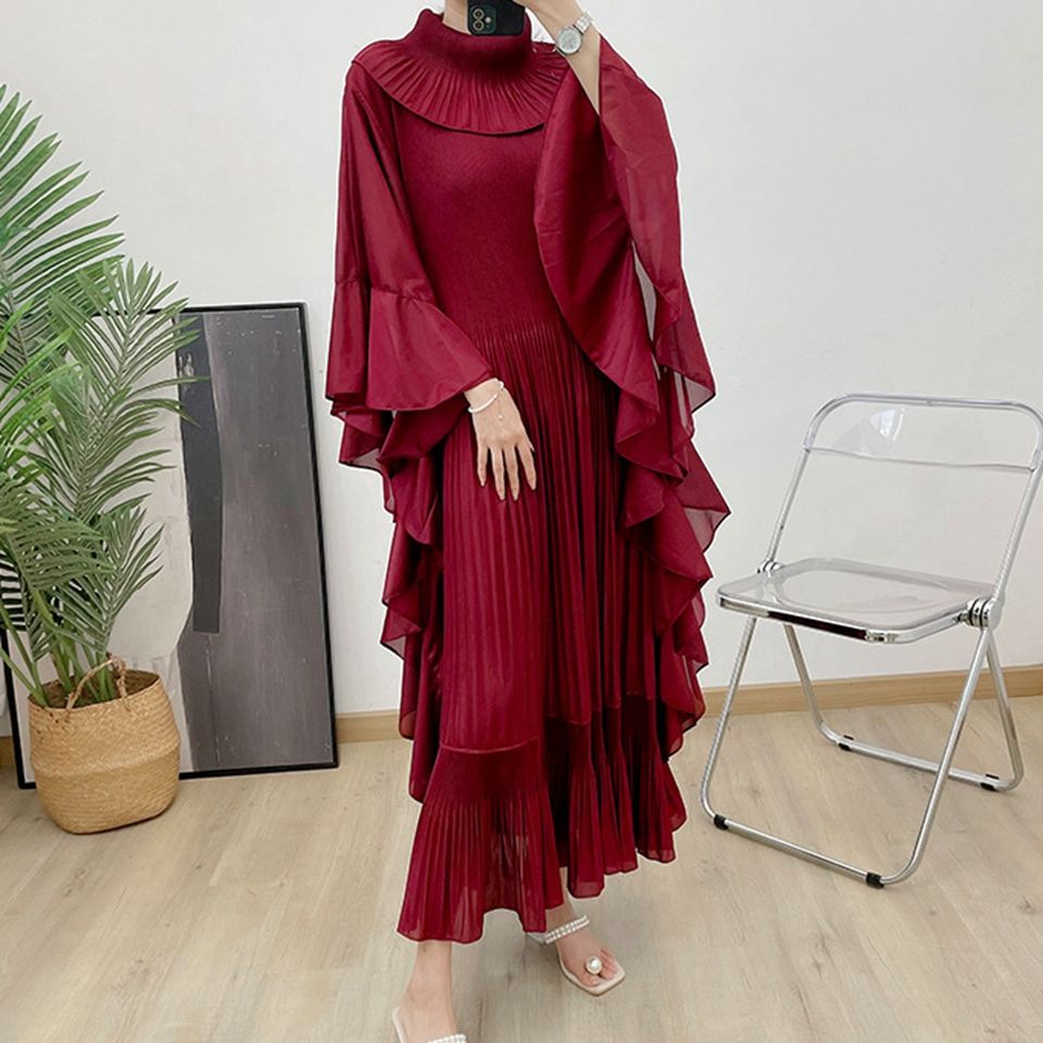 Hot Selling Large Size Dress for Women High-end Fashion Loose Irregular Pleated Long Dresses Design Women's Clothing Factory