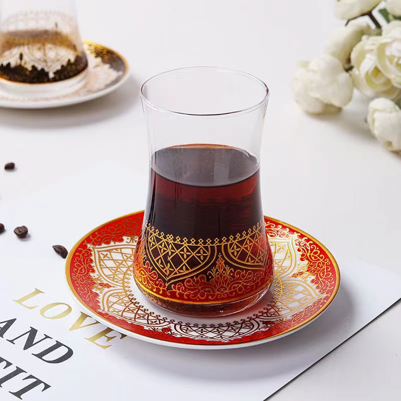 Tea Coffee Mugs Clear Glasses Turkish Tea Glasses Cups and Saucers