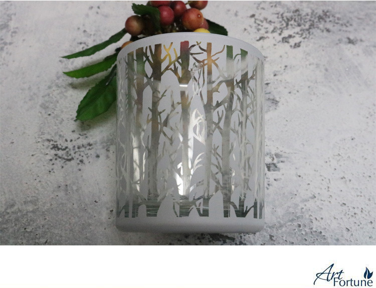 Hot Sell Glass Candle Holder with Inner Electroplated and Outer Sprayed