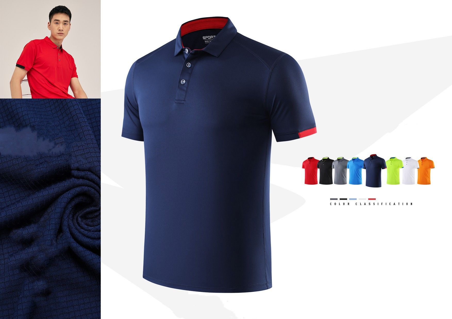 Quick-Drying Lapel Polo Shirt Men's Oversized Culture Shirt Breathable Sports Fitness T-Shirt High-Quality Men's Polo Shirt