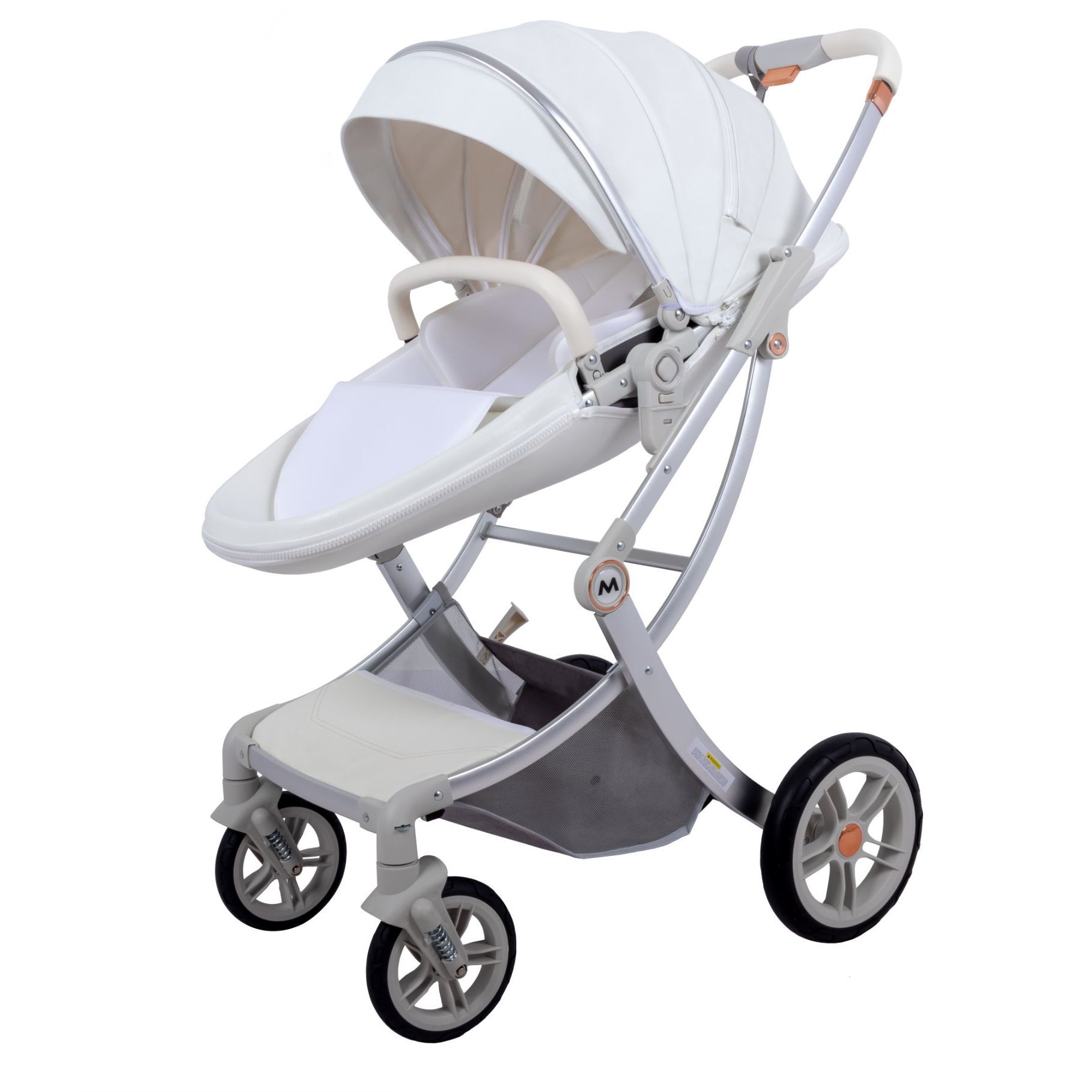 Multi-Colors PU Leather Canopy Strollers Big Wheels Baby Pram Walkers Luxury Alloy