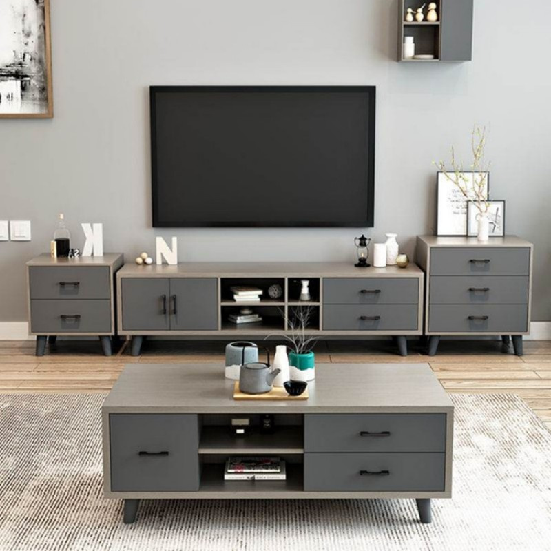 Simple New Design Modern Living Room MDF Wood Furniture Set TV Stand