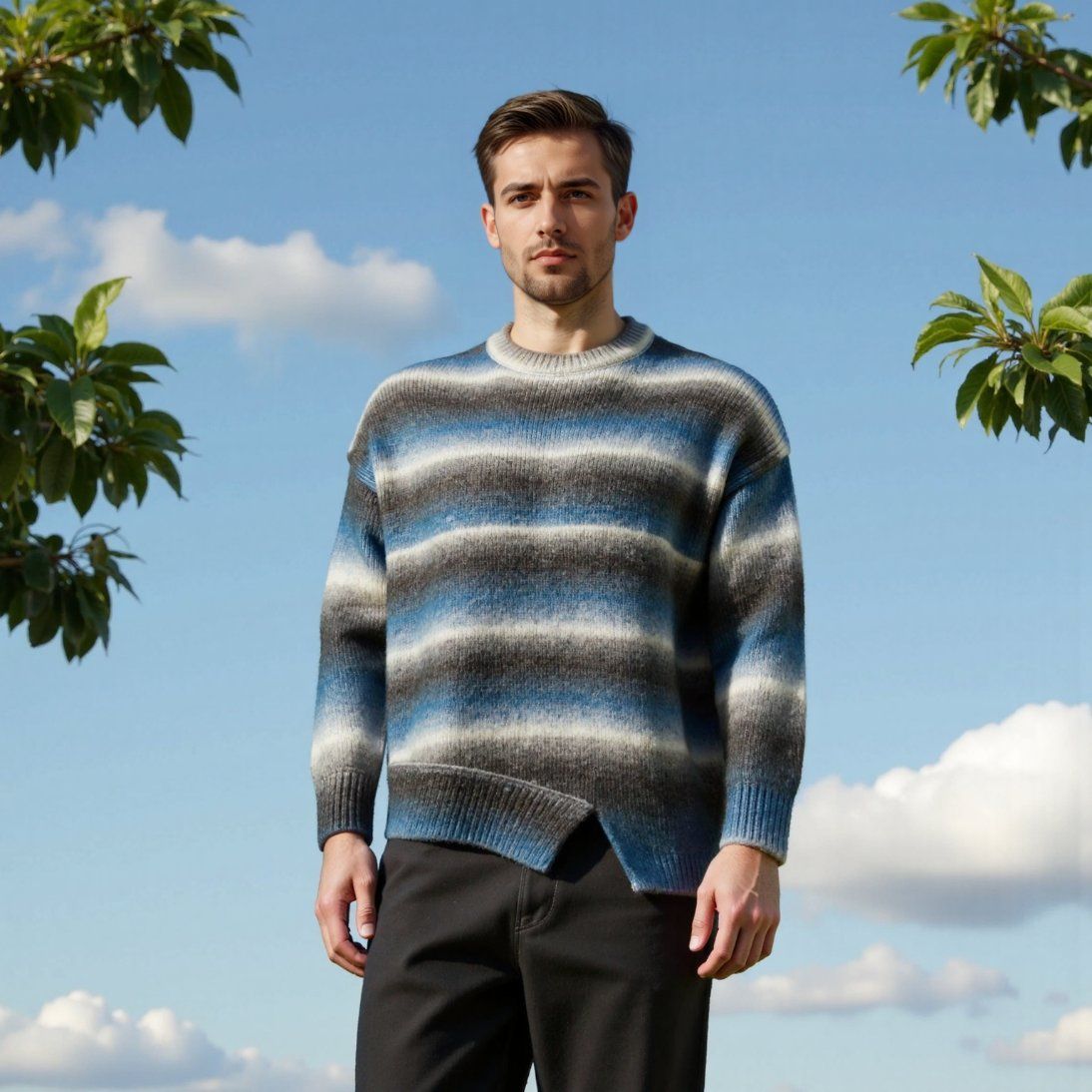 Men's Hoodie Crew Neck Sweater Knitwear Pure 100% Cashmere Handmade Durable and Long-Lasting OEM & Full Size Support From China Factory